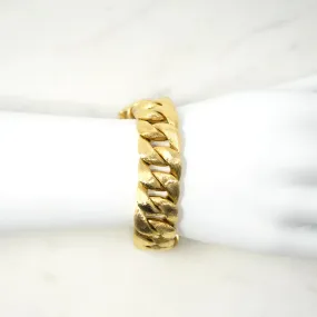 18K Abel & Zimmerman Gold Textured Curb Link Bracelet