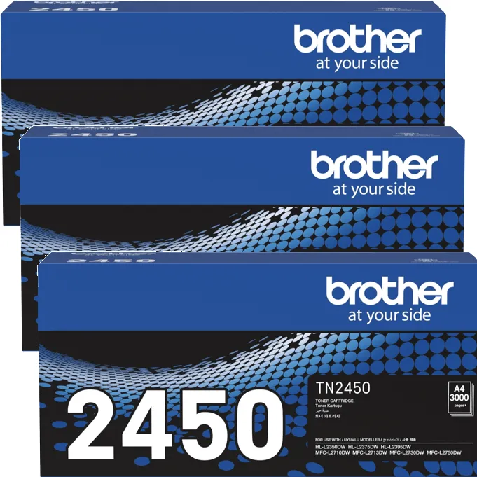 3 Pack Brother TN2450 Toner Ink Cartridge High Yield Genuine TN-2450 BULK