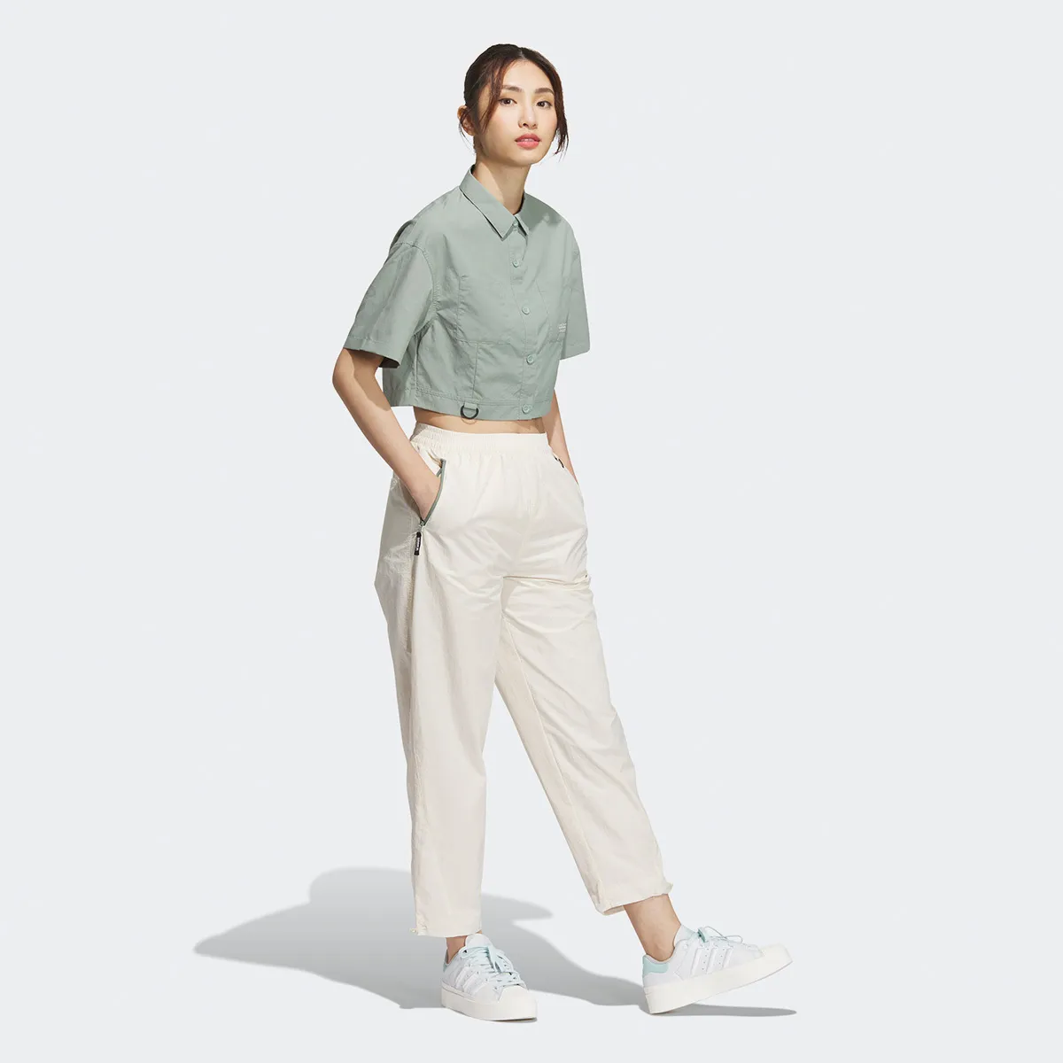 adidas  |Nylon Street Style Plain Logo Shirts & Blouses