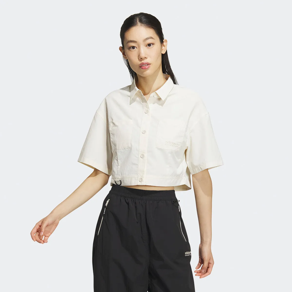 adidas  |Nylon Street Style Plain Logo Shirts & Blouses