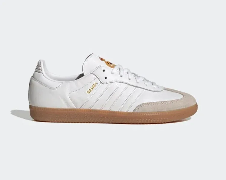 Adidas Samba Real Madrid Cloud White Gold Gum HQ7032