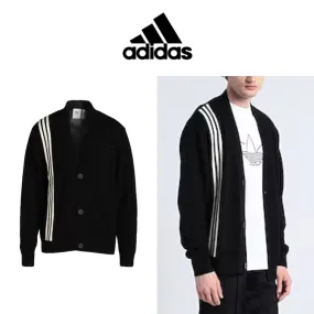 adidas  |Unisex Street Style Plain Cotton Logo Cardigans