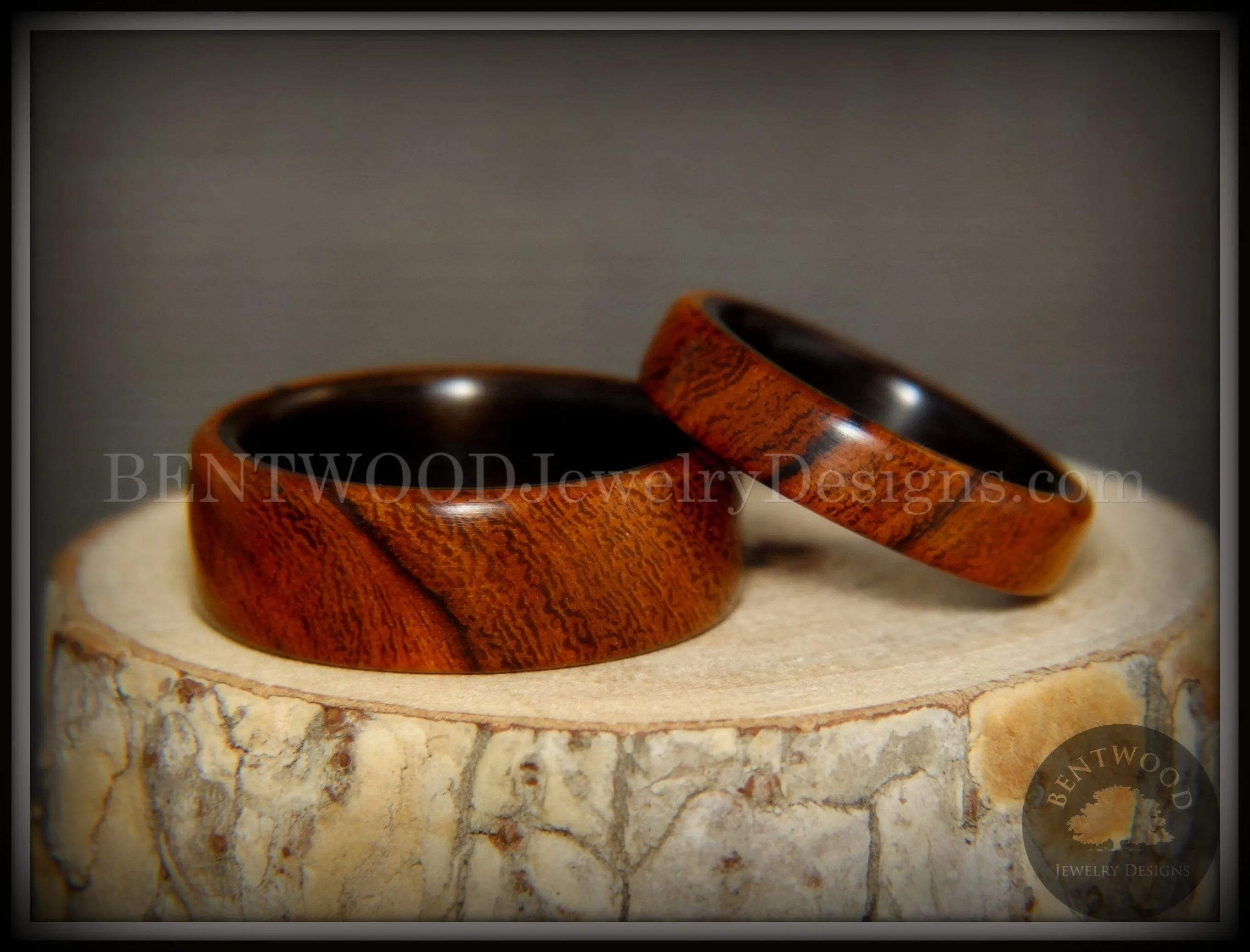 Bentwood Rings Set - One True Pairing Desert Ironwood on Carbon Fiber Core Set