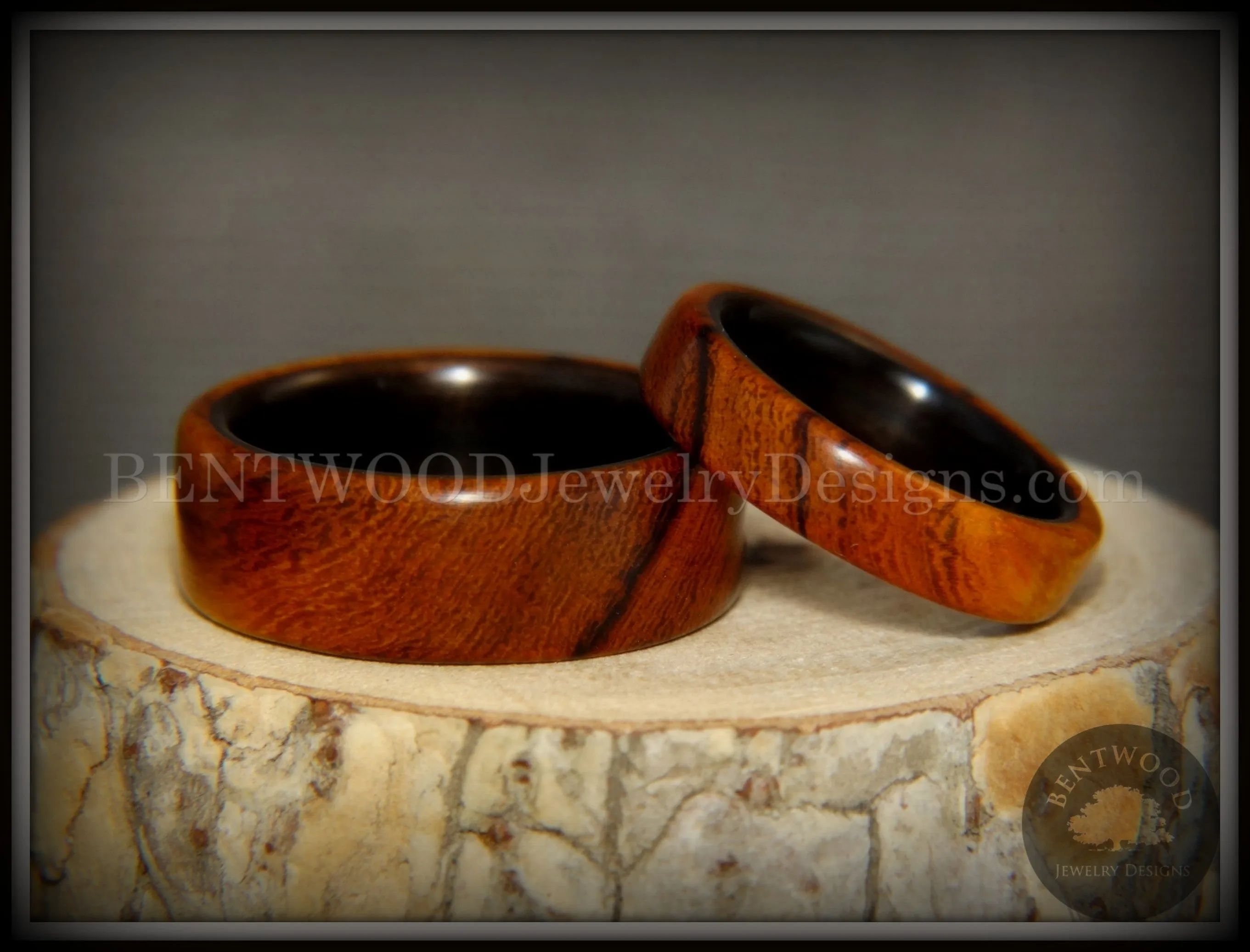 Bentwood Rings Set - One True Pairing Desert Ironwood on Carbon Fiber Core Set