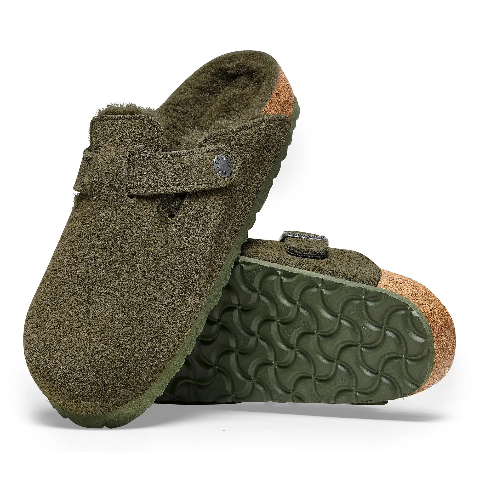 Birkenstock Sabots Boston fourrure agneau Thyme