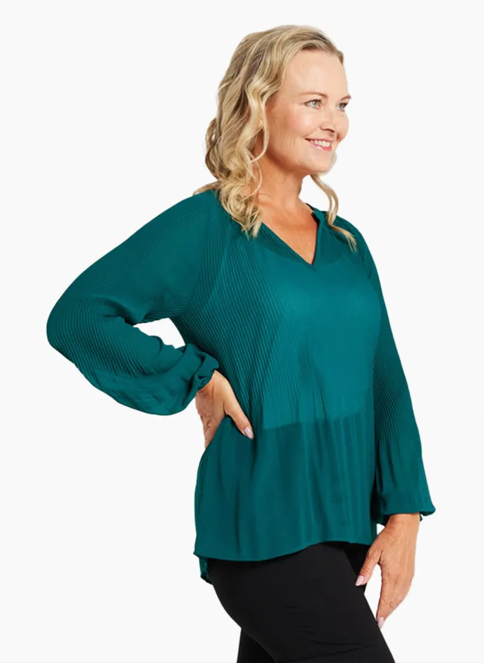 Blackstone Clothing Textured Blouse-Winter Green