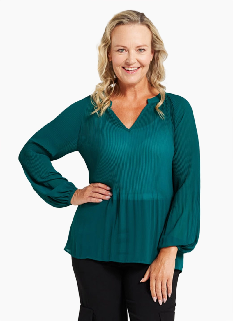 Blackstone Clothing Textured Blouse-Winter Green