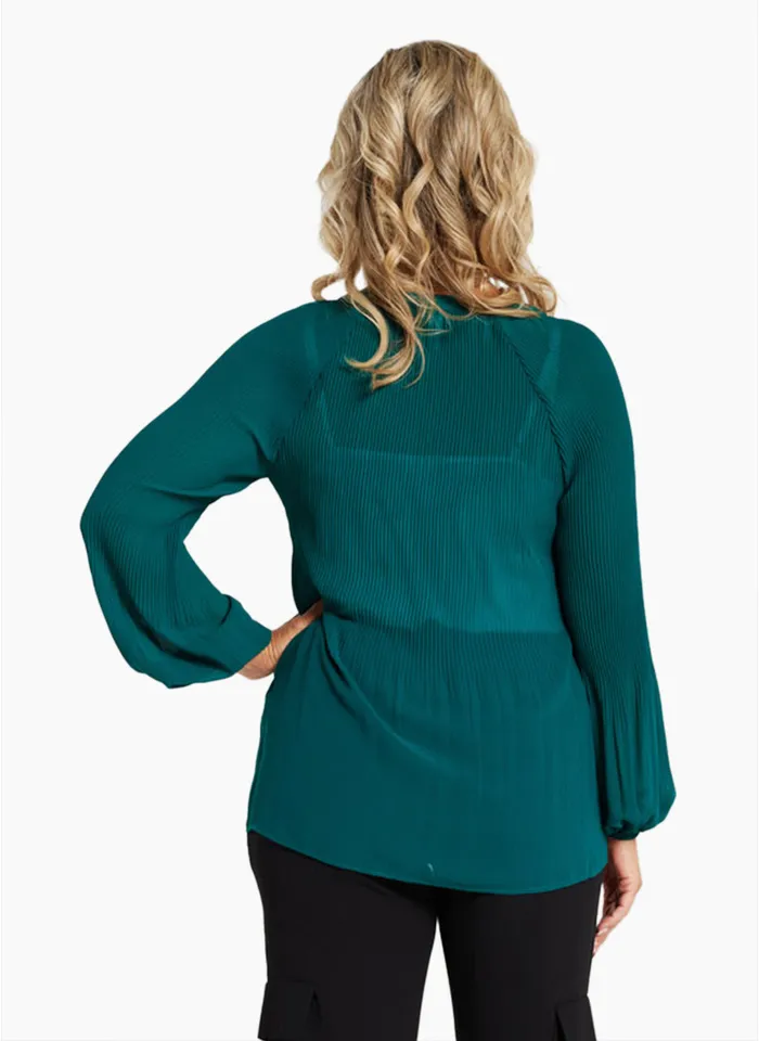 Blackstone Clothing Textured Blouse-Winter Green