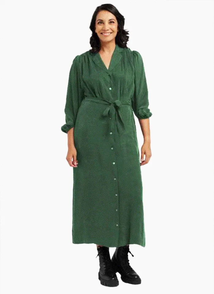 Blackstone Dress With A Tie-Green