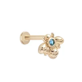 Blue Topaz Bee Flat Back Stud