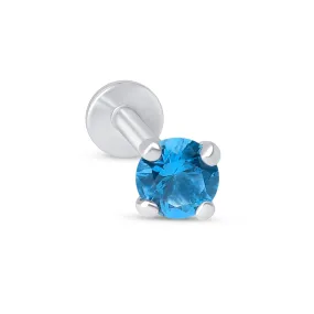 Blue Topaz Cartilage Flat Back Earring