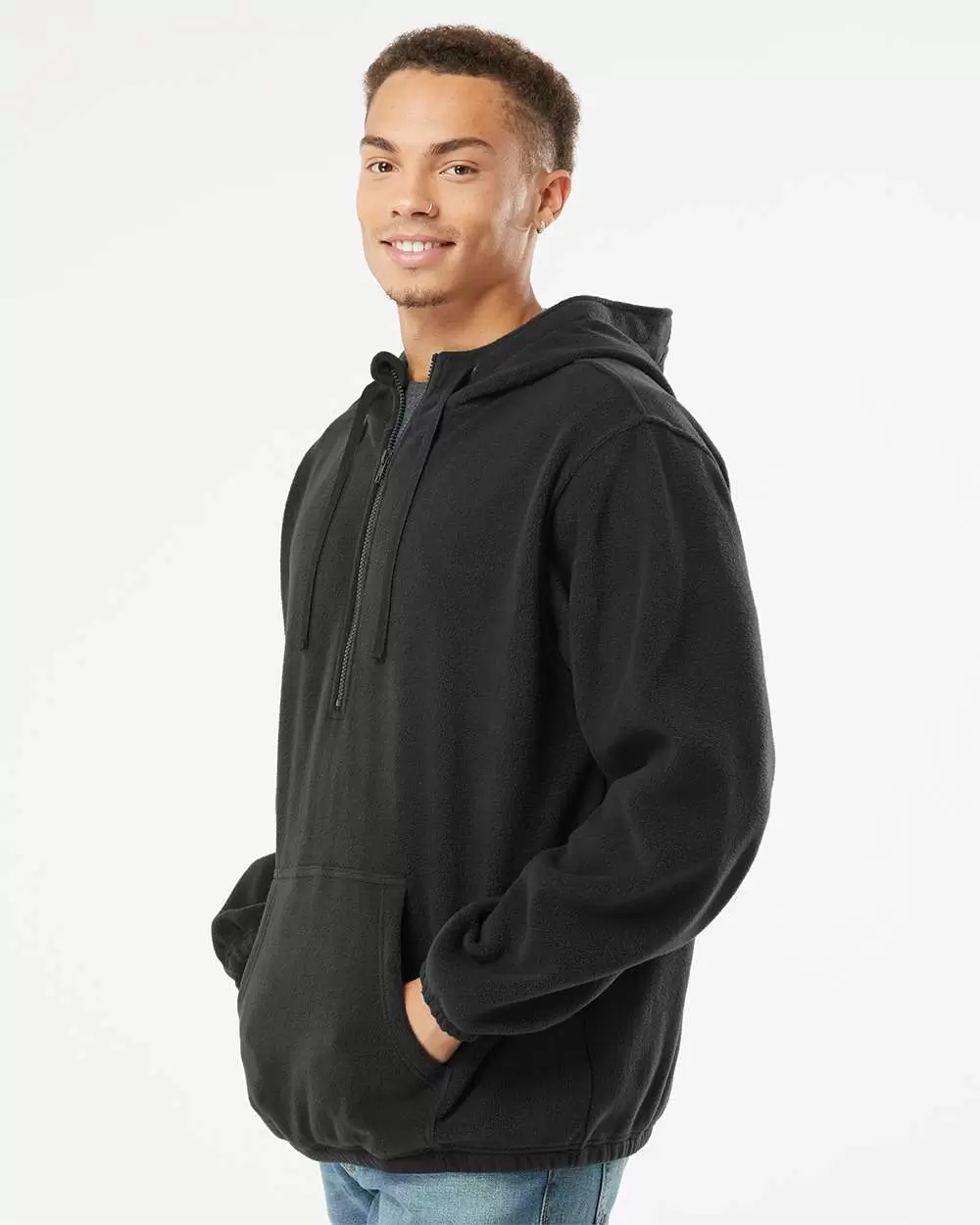 Burnside Clothing 3600 Polar Fleece Quarter-Zip Scuba Hooded Pullover SKU: 3600