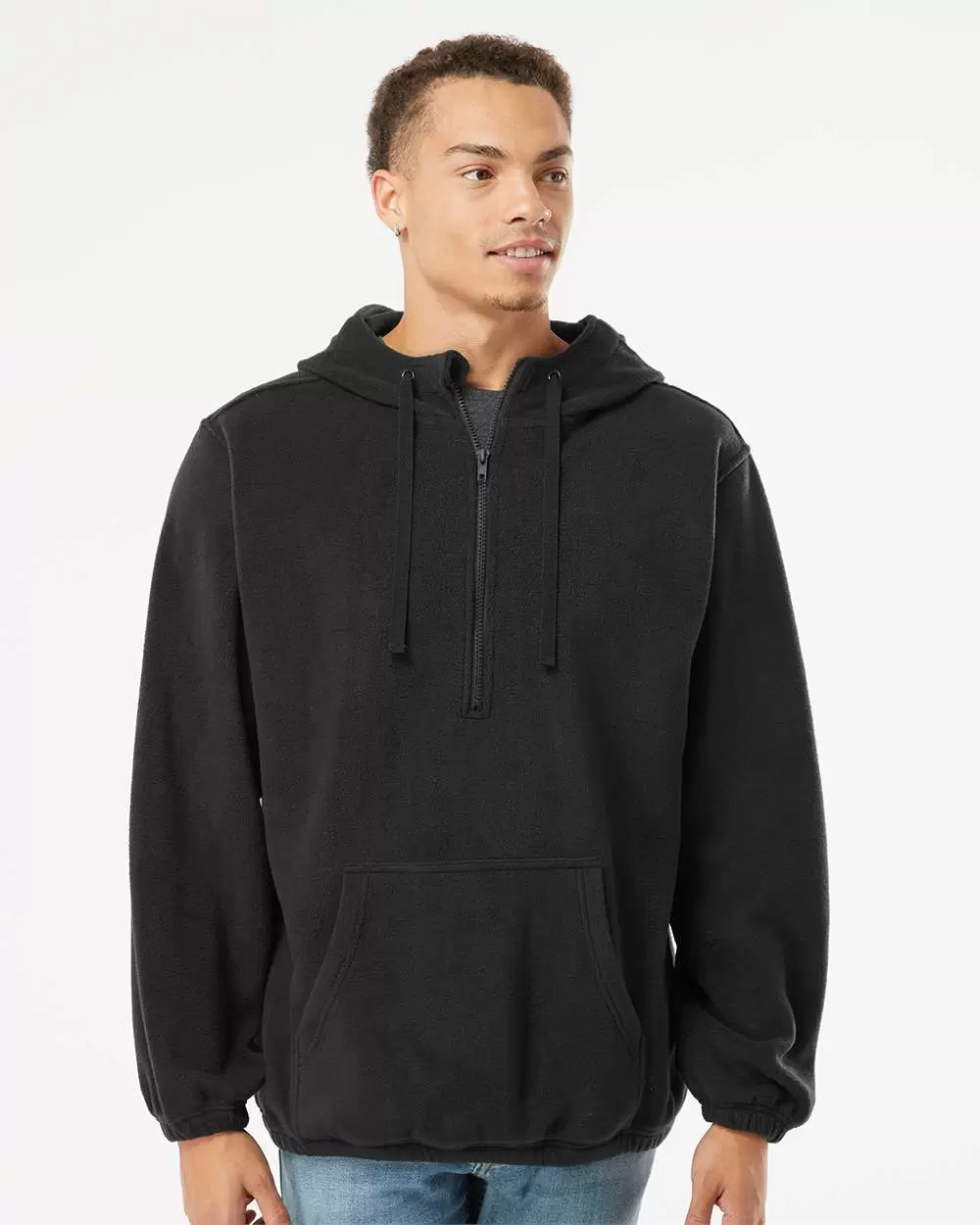 Burnside Clothing 3600 Polar Fleece Quarter-Zip Scuba Hooded Pullover SKU: 3600