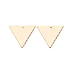 Charms, Brass, Triangle, Double-Sided, Blank, 18K Gold Plated, 14mm