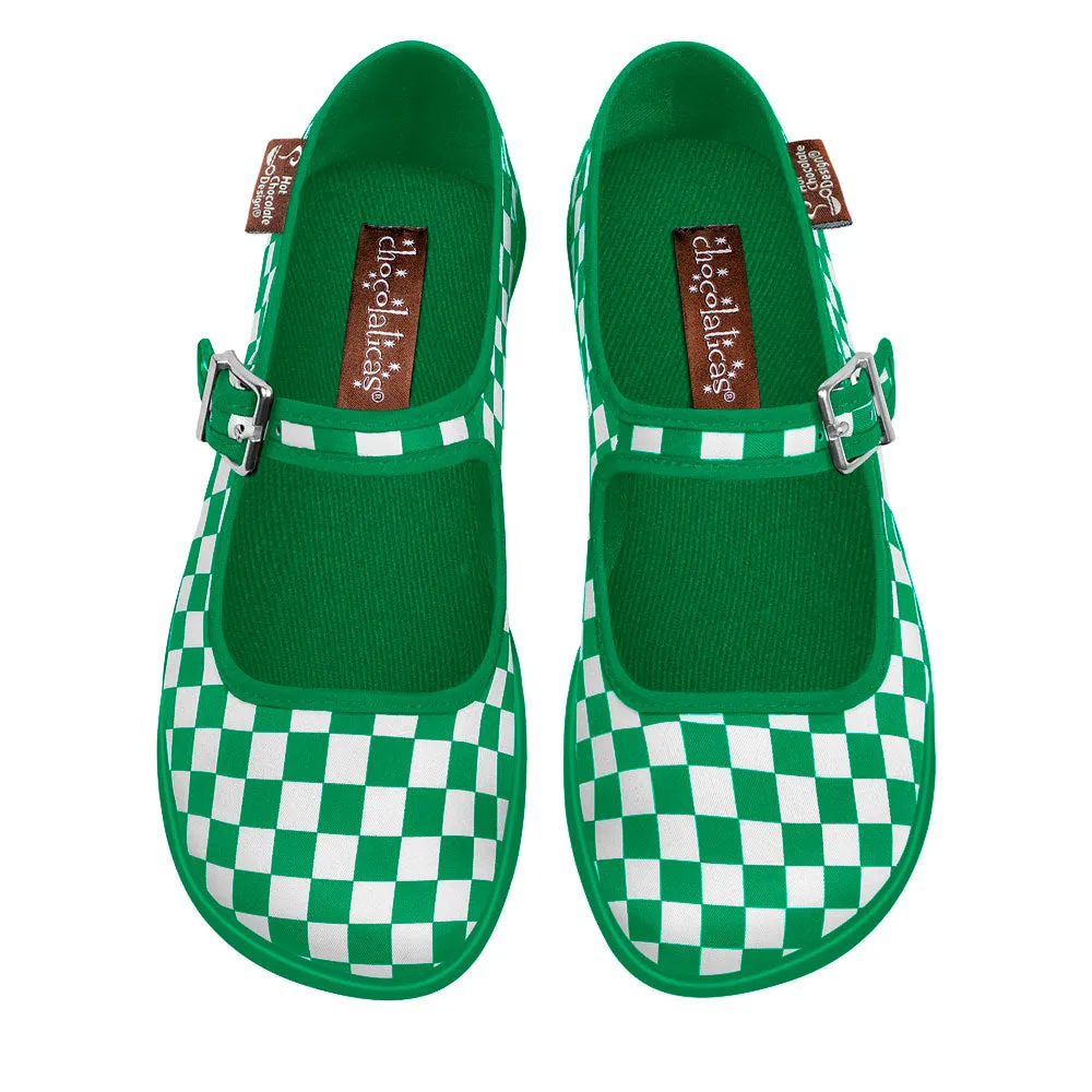 Chocolaticas® Checkers Green Women's Mary Jane Flat