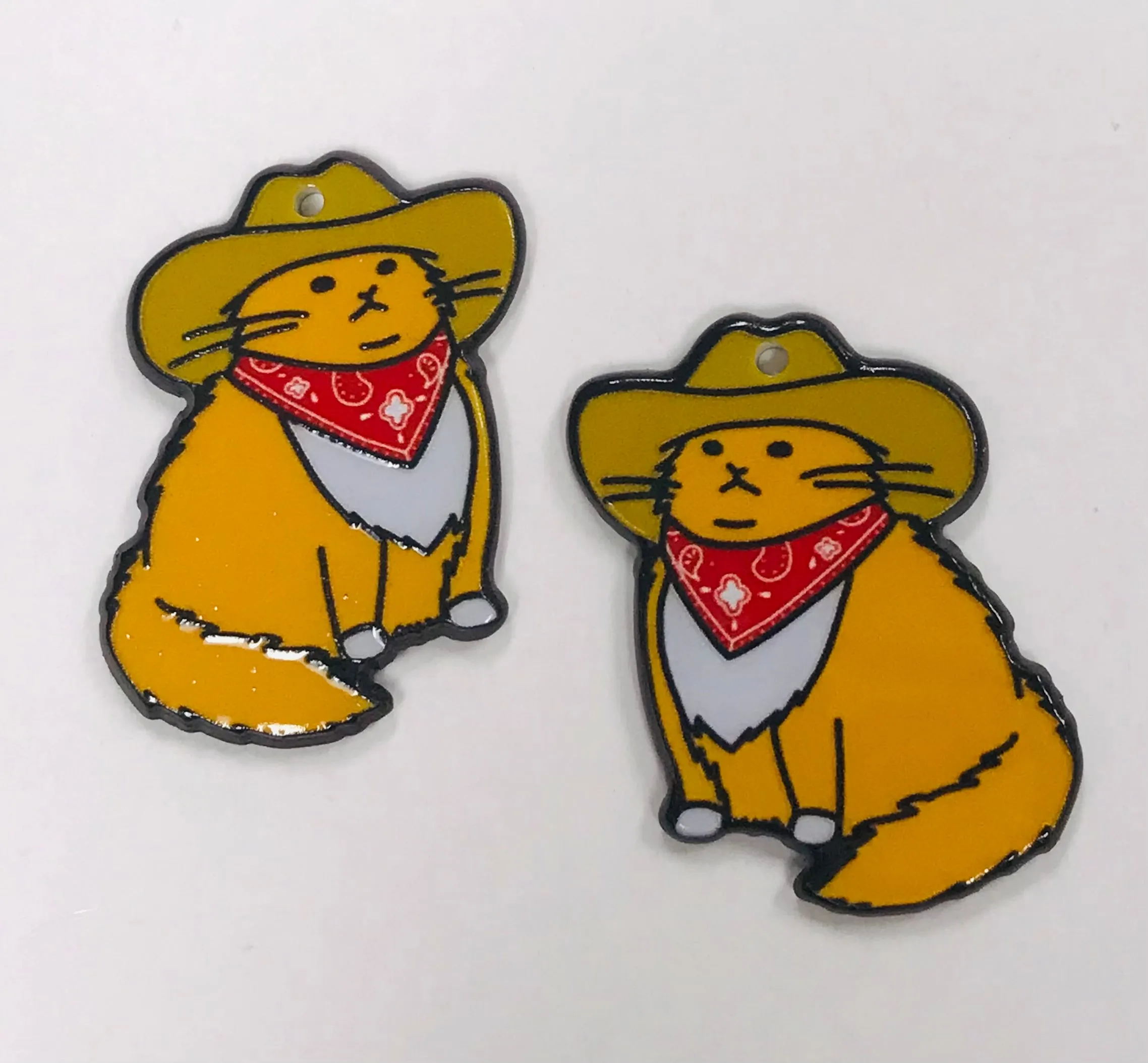 Cowboy Cat Charms, Acrylic Charms, Cowboy Cat Earrings Charms