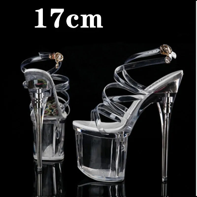 Crystal Show Stripper Heels Clear  Platforms High Heels Sandals