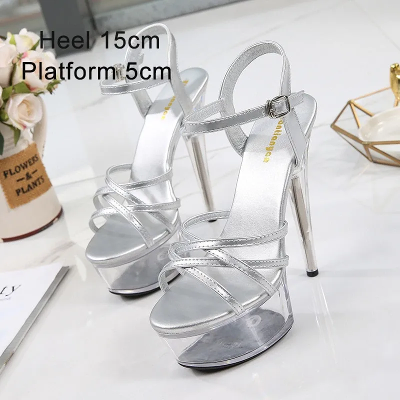 Crystal Show Stripper Heels Clear  Platforms High Heels Sandals