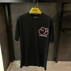 D&G BLACK T-SHIRT PINK PRINT - The Nucleus Clothing