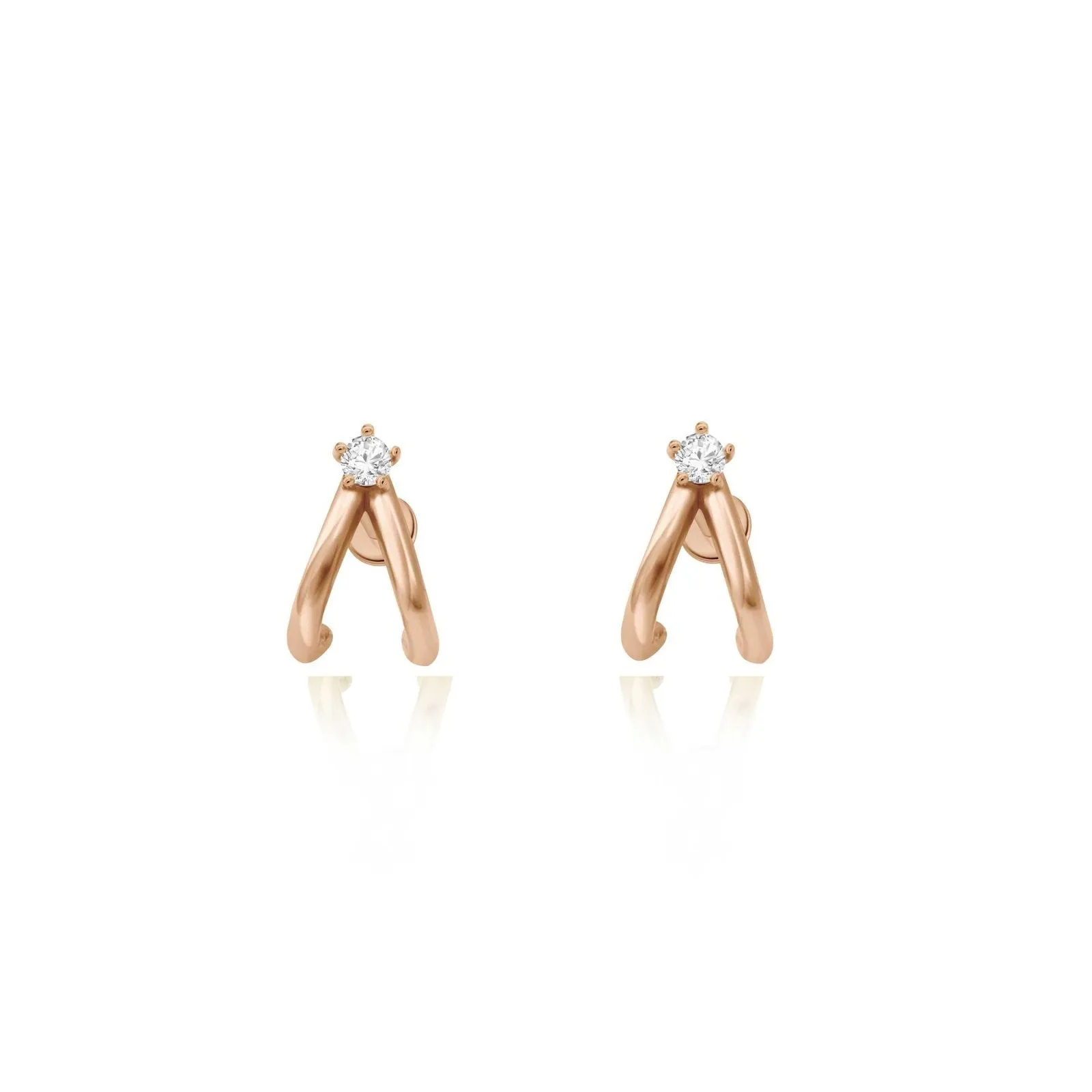 Diamond Double Suspender Flat Back Earring