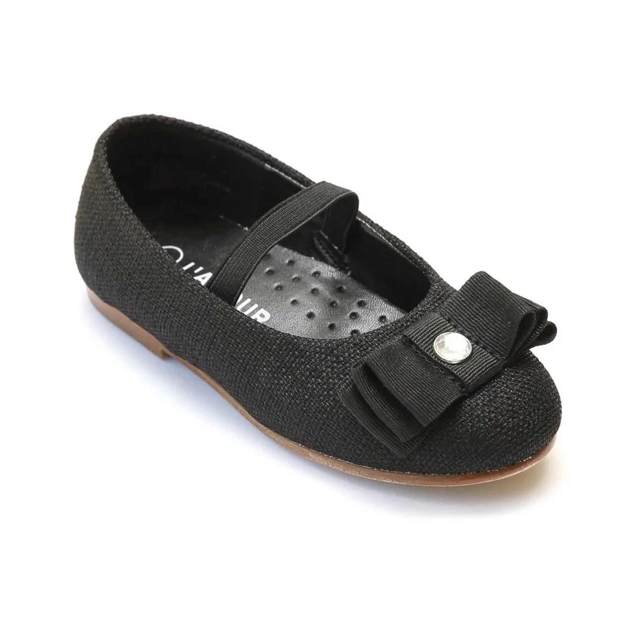 FINAL SALE - L'Amour Girls D638 Black Linen Ballet Flats