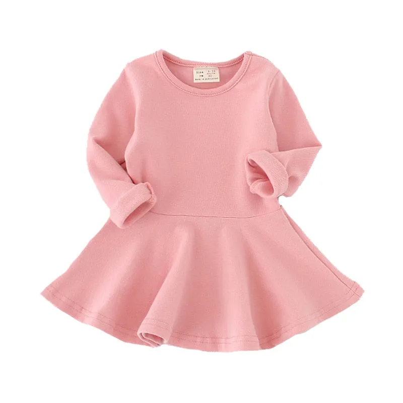 Girls Dress princess Autumn Kids Dresses for Baby Girls clothes Long Petal Sleevel solid Children Clothing 1-4Y