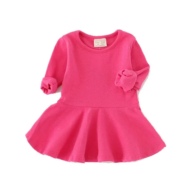 Girls Dress princess Autumn Kids Dresses for Baby Girls clothes Long Petal Sleevel solid Children Clothing 1-4Y