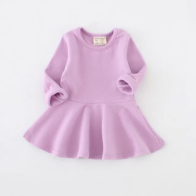 Girls Dress princess Autumn Kids Dresses for Baby Girls clothes Long Petal Sleevel solid Children Clothing 1-4Y