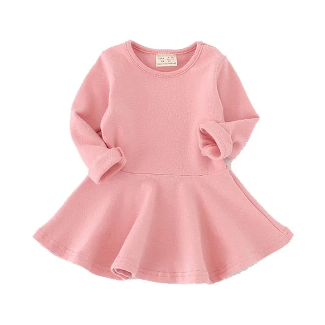 Girls Dress princess Autumn Kids Dresses for Baby Girls clothes Long Petal Sleevel solid Children Clothing 1-4Y