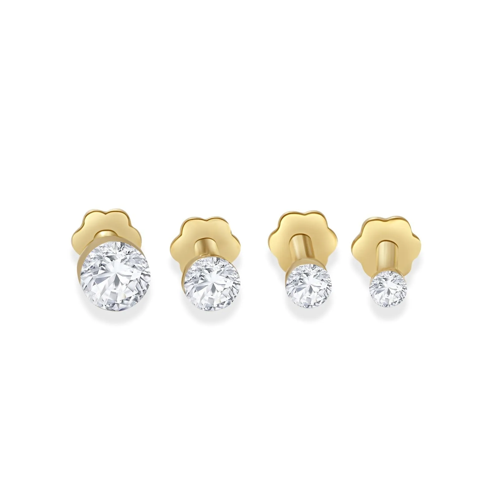 Invisible Set Floating Round Diamond Flat Back Stud