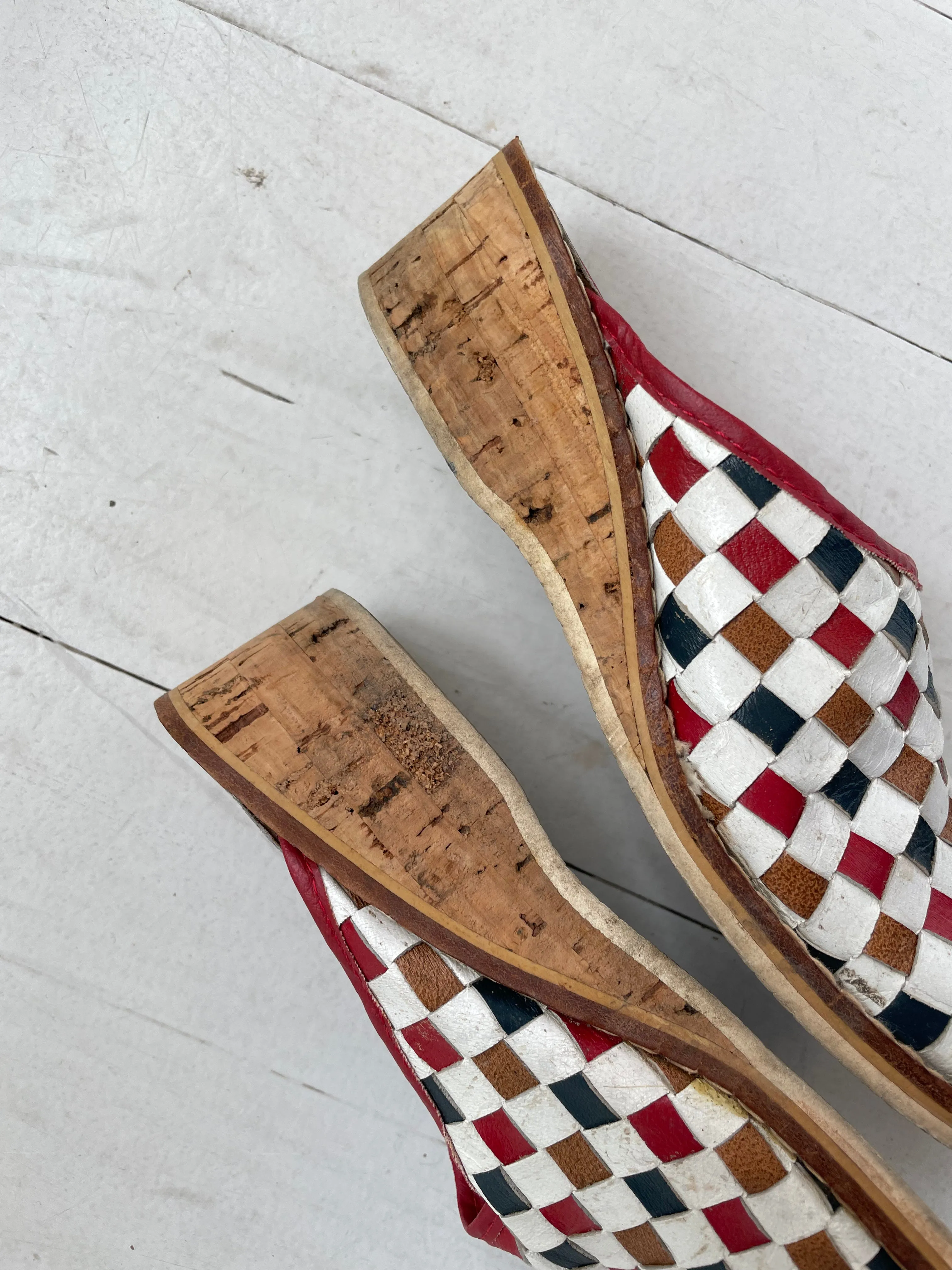 Leather Checkerboard 1960s Clogs