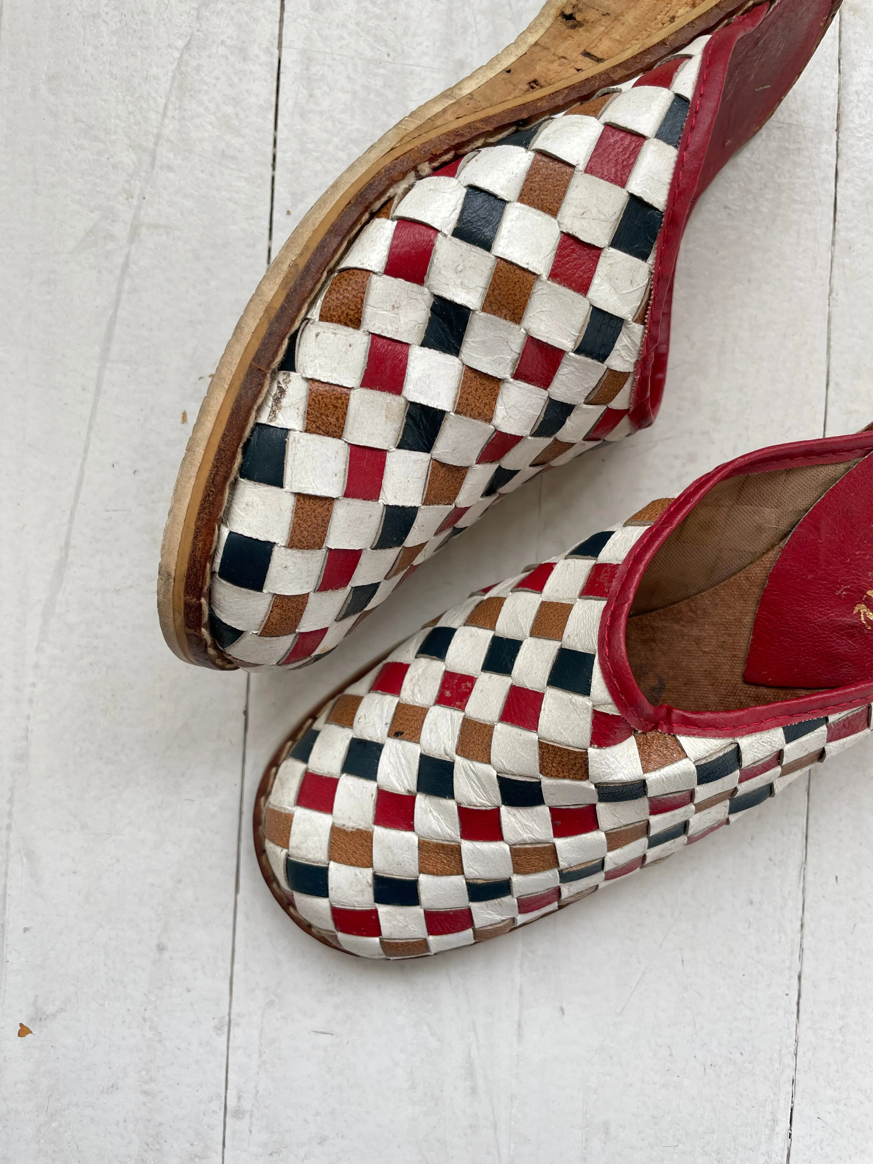 Leather Checkerboard 1960s Clogs