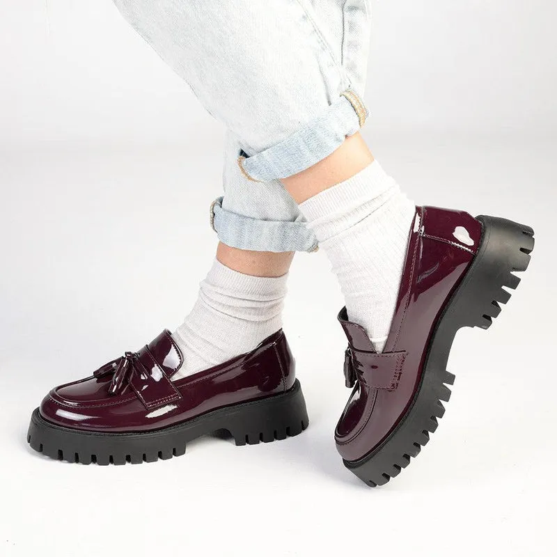 Madison Bella Tassle Slip on Loafer - Wine