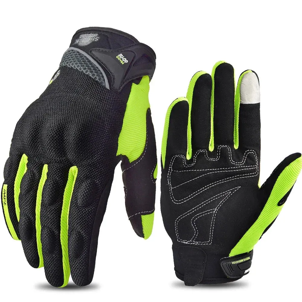 Men's Polyester Two-Finger Touch Screen Breathable Antiskid Moto Biker Gloves