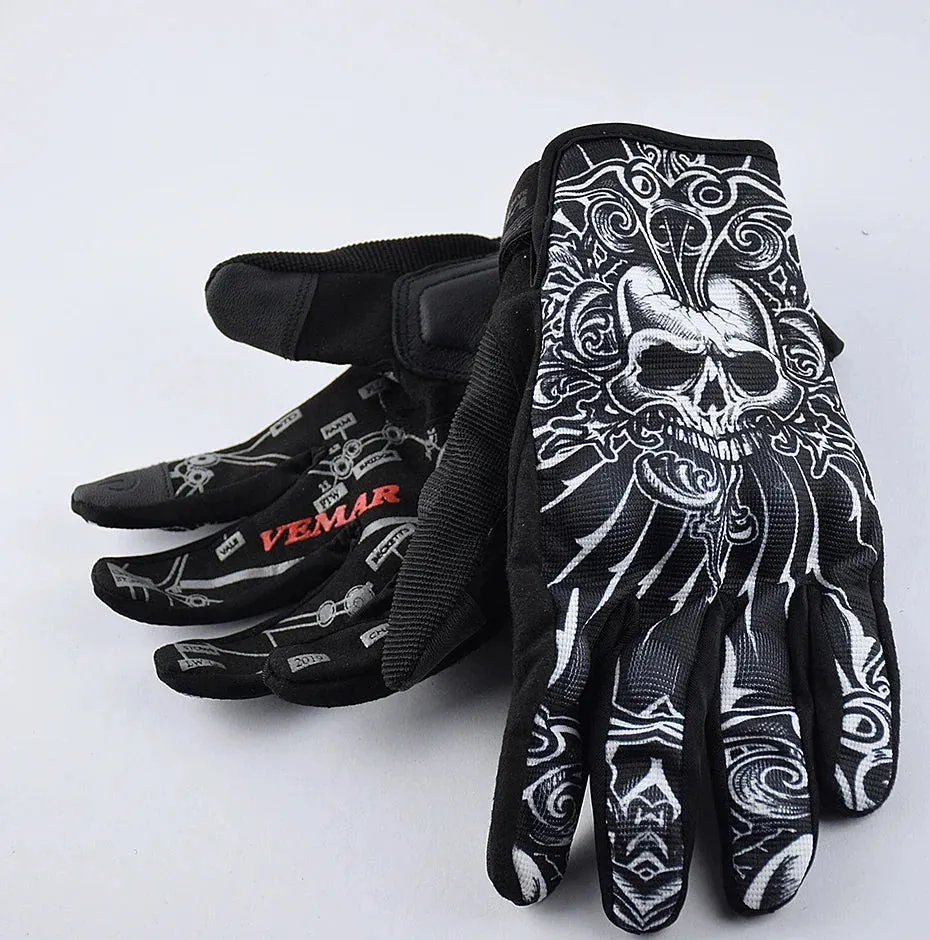 Men's Polyester Two-Finger Touch Screen Breathable Antiskid Moto Biker Gloves