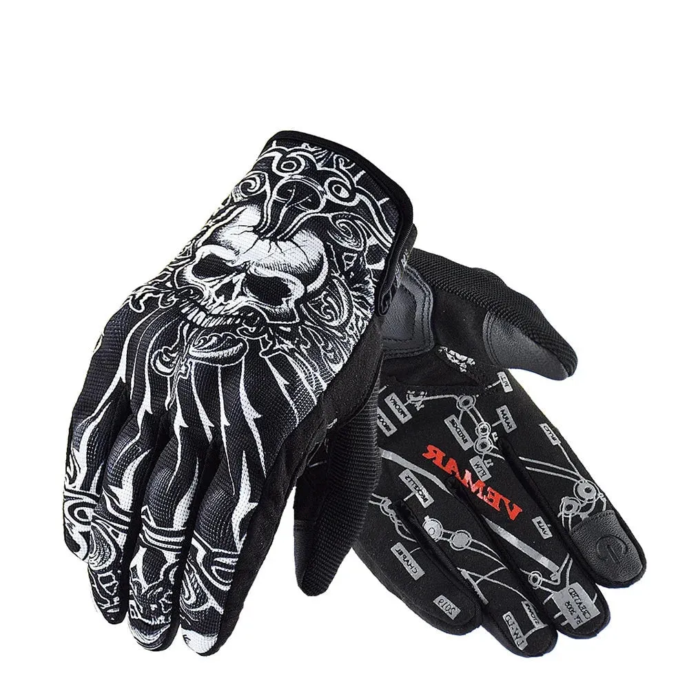 Men's Polyester Two-Finger Touch Screen Breathable Antiskid Moto Biker Gloves