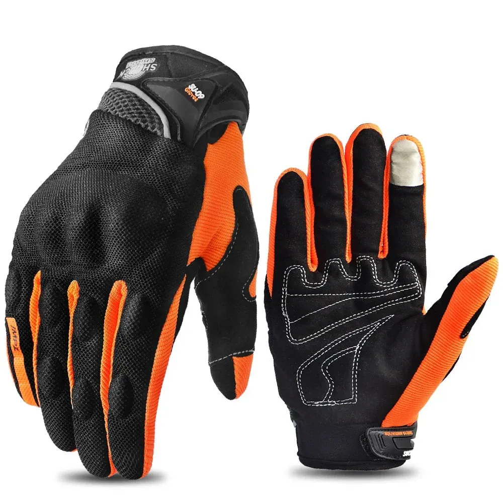 Men's Polyester Two-Finger Touch Screen Breathable Antiskid Moto Biker Gloves