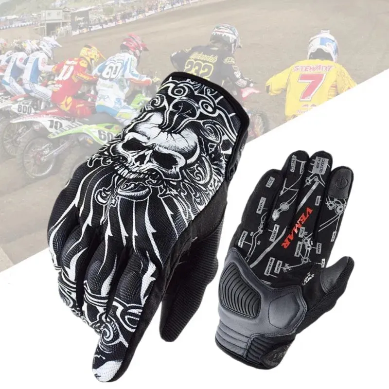 Men's Polyester Two-Finger Touch Screen Breathable Antiskid Moto Biker Gloves