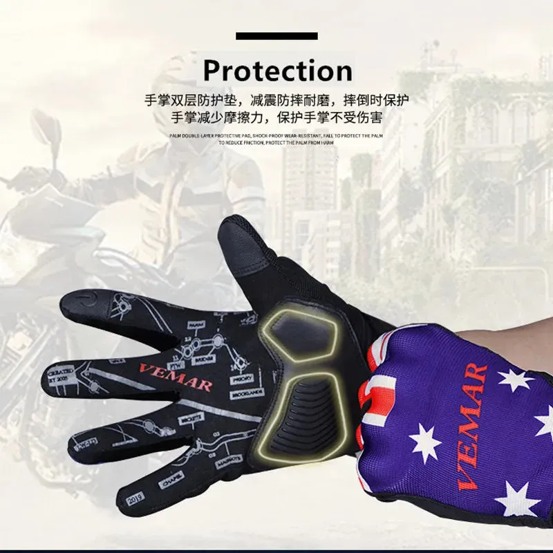 Men's Polyester Two-Finger Touch Screen Breathable Antiskid Moto Biker Gloves