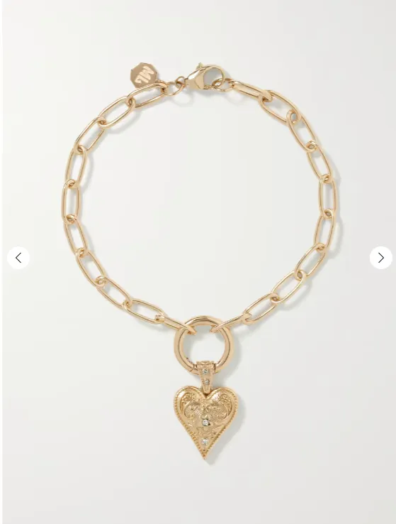 Mini Southwestern Heart 14-karat gold diamond bracelet