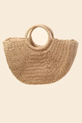 MORGAN HALF MOON STRAW TOTE BAG