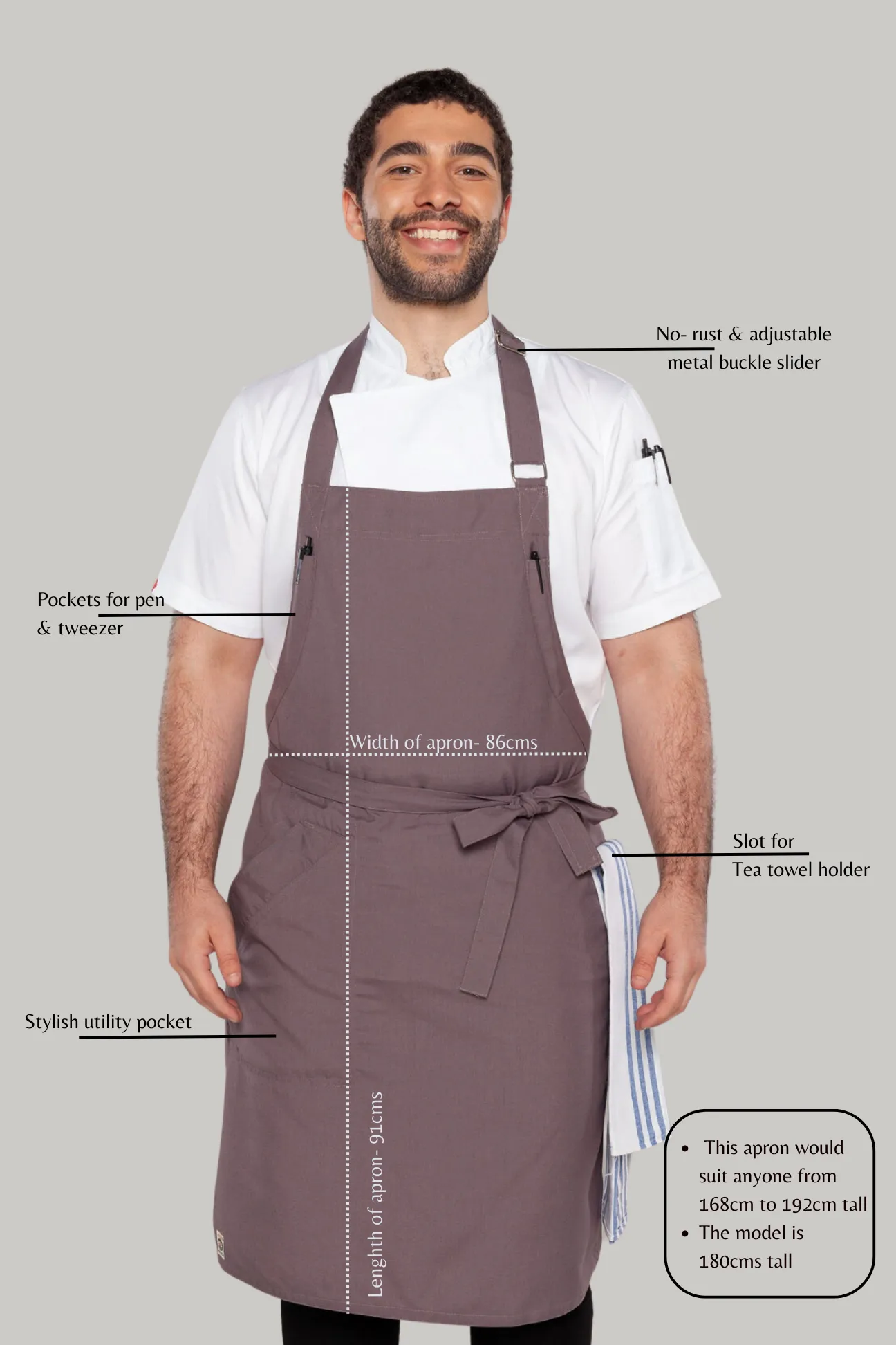 Niche Graphite bib Chef Apron one size