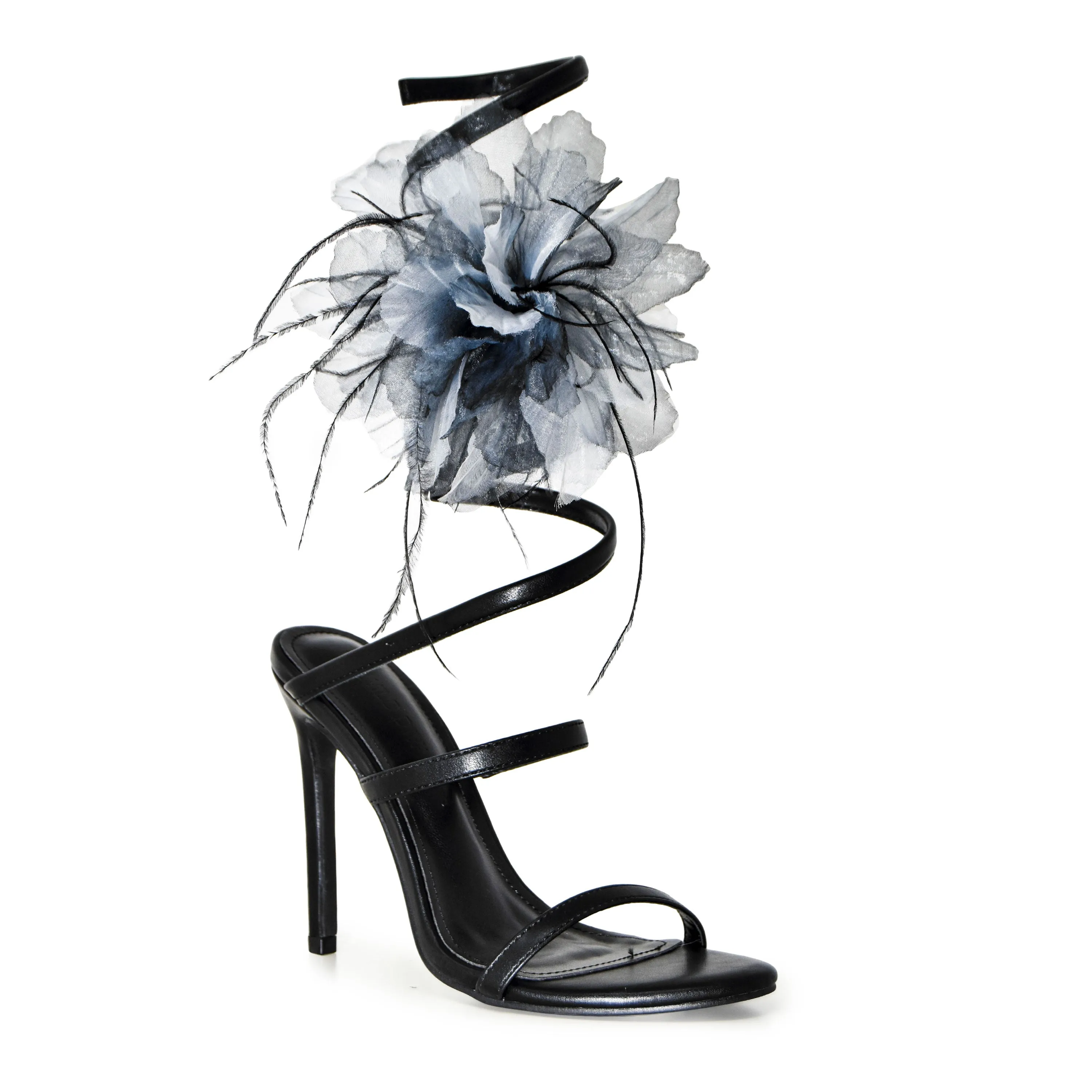 PARIS-01 Floral Strappy Coil Wraparound Sillito High Heels