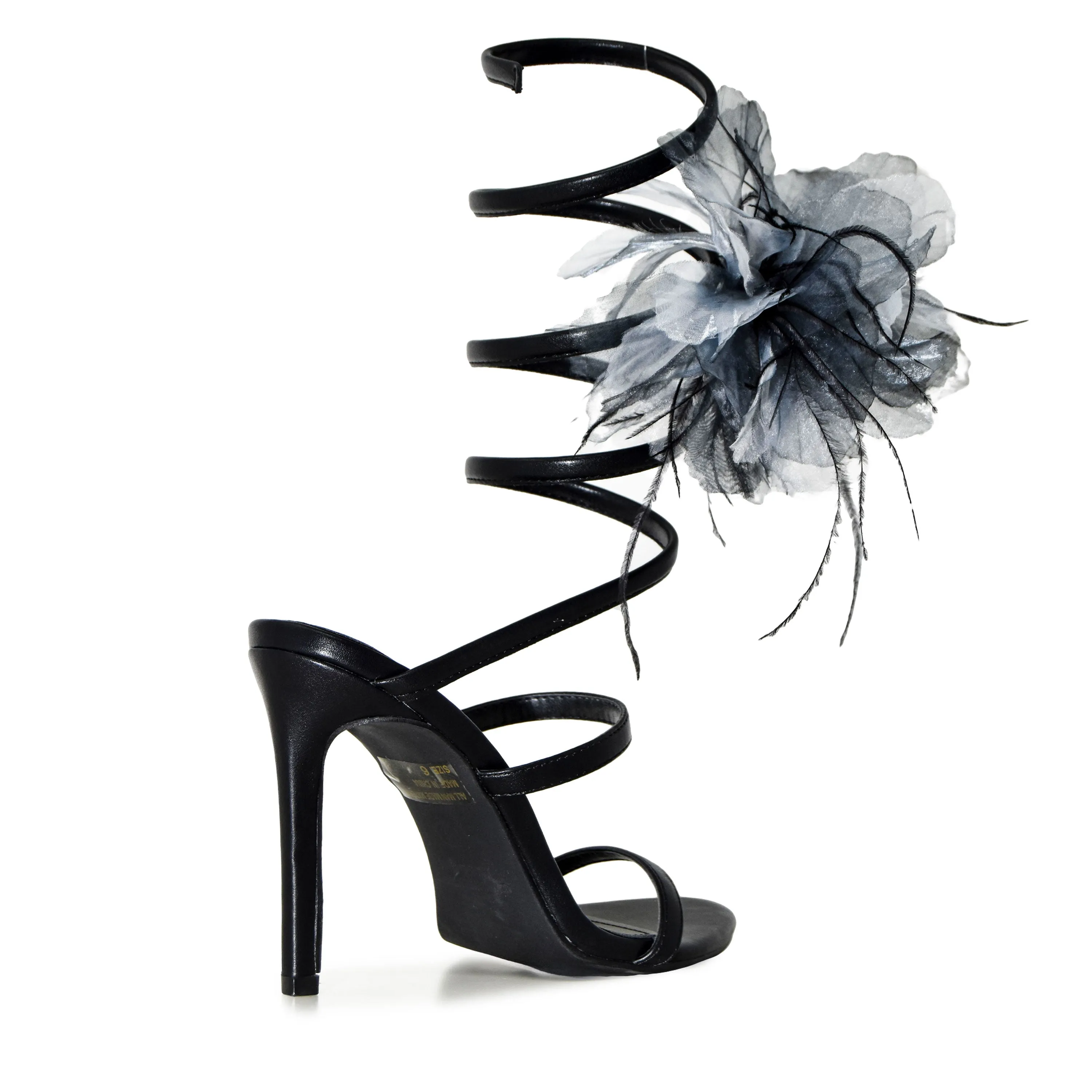 PARIS-01 Floral Strappy Coil Wraparound Sillito High Heels