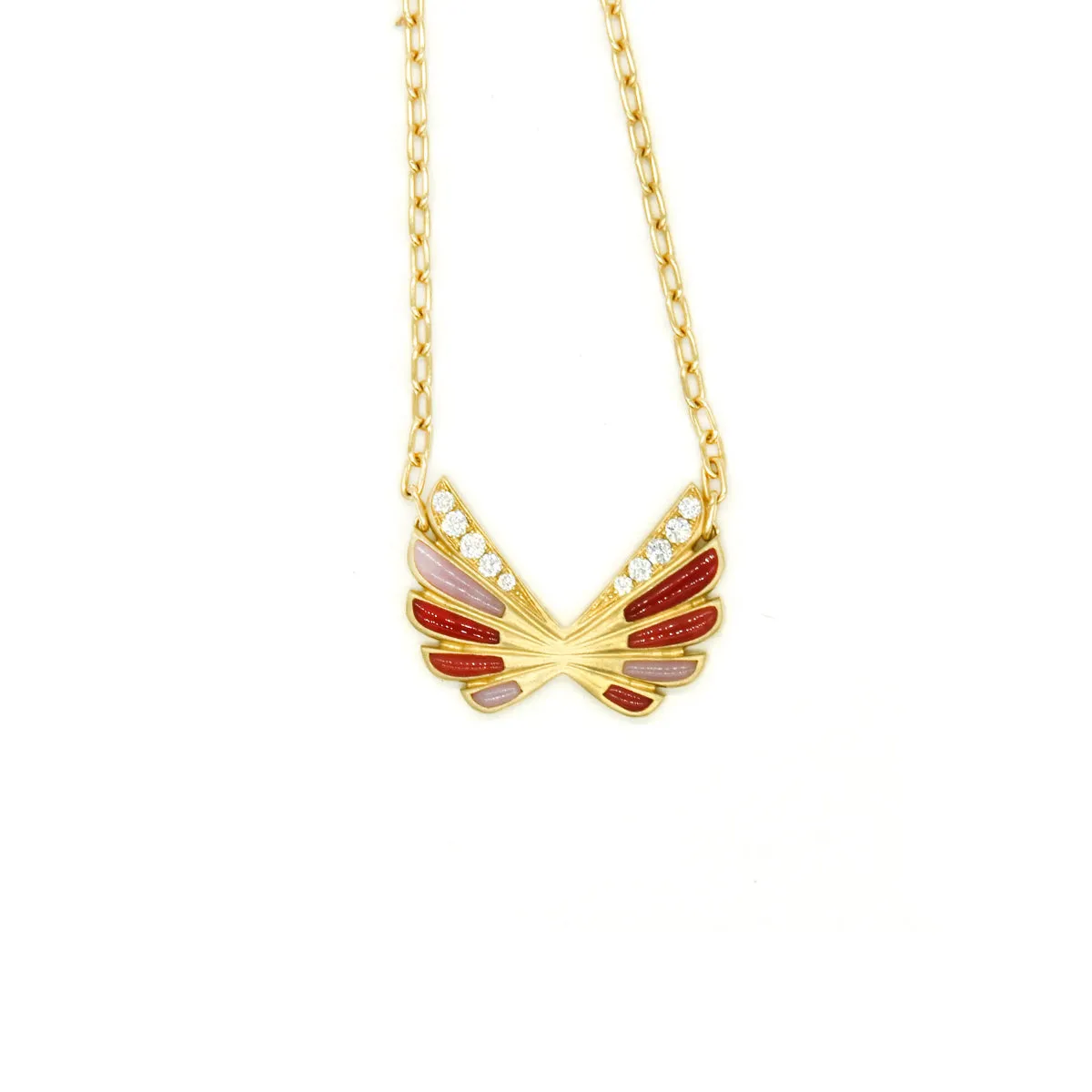 Pink Wings Charm Necklace