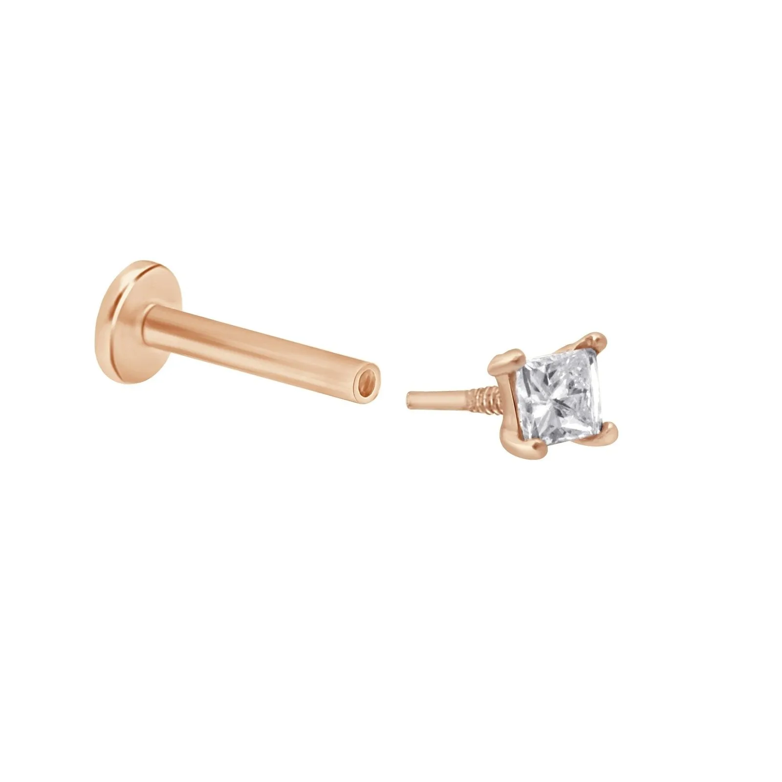 Princess Cut Diamond Flat Back Stud