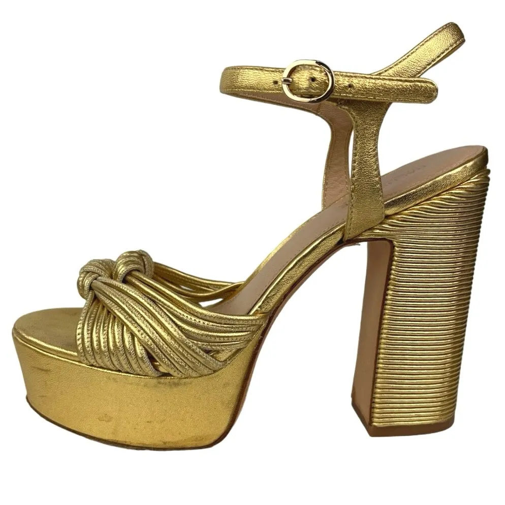 Rachel Zoe Gold Metallic Avery Platform Slingback Open Toe High Heels Sandals 7