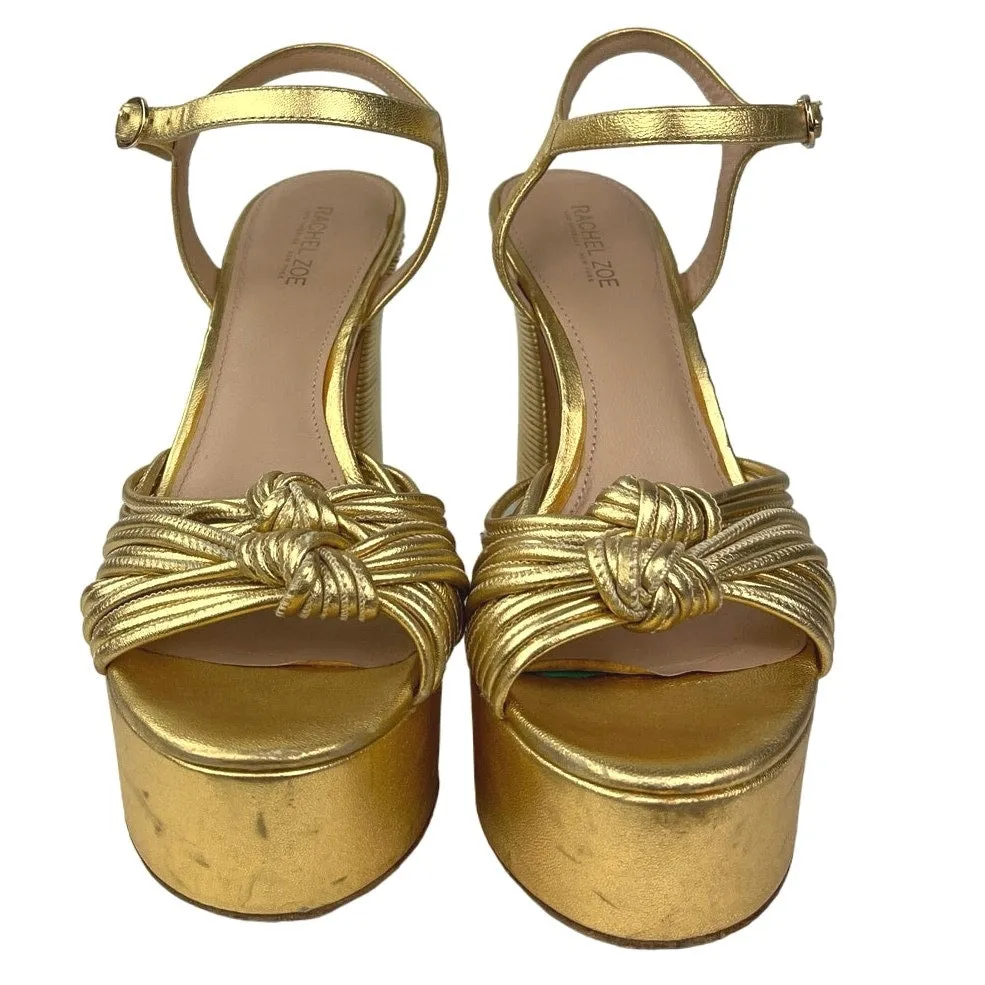 Rachel Zoe Gold Metallic Avery Platform Slingback Open Toe High Heels Sandals 7