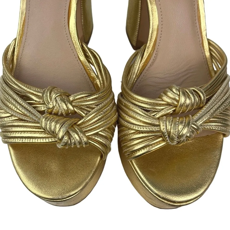 Rachel Zoe Gold Metallic Avery Platform Slingback Open Toe High Heels Sandals 7