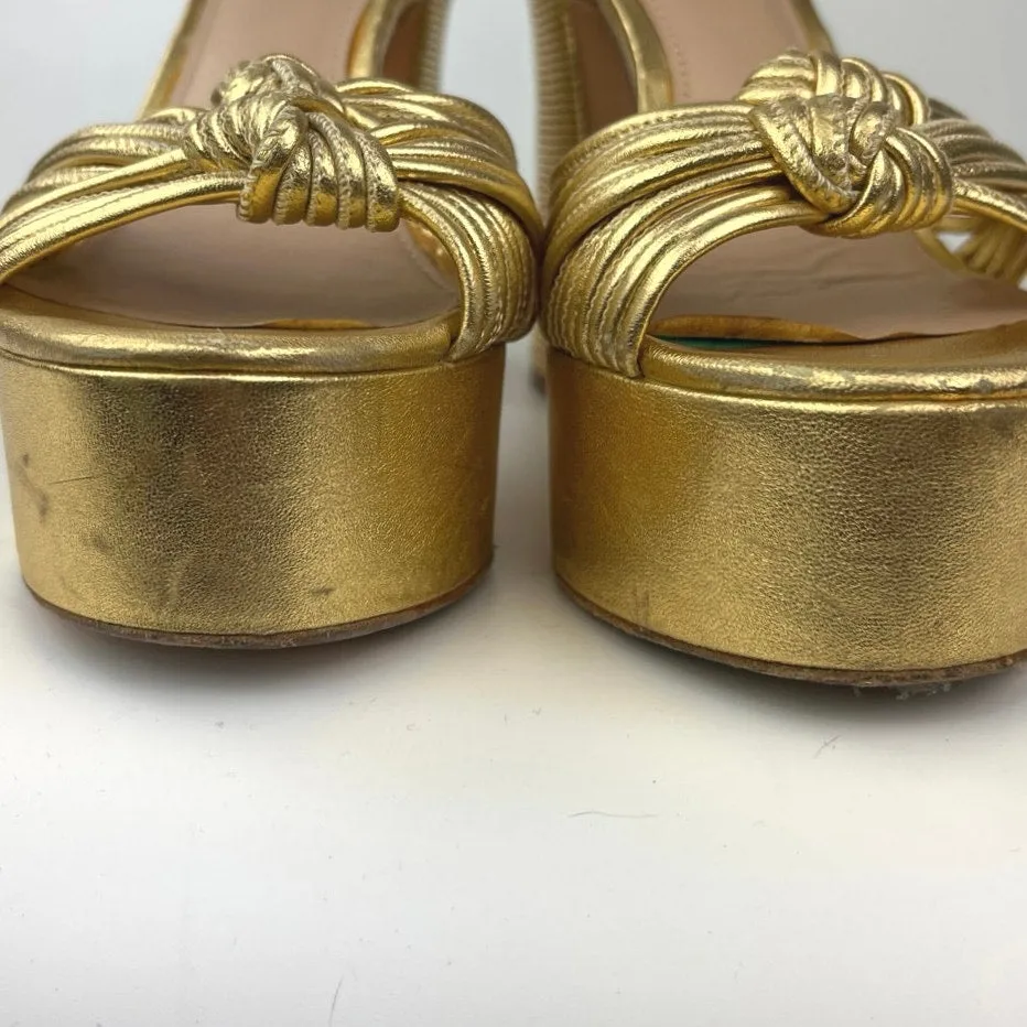 Rachel Zoe Gold Metallic Avery Platform Slingback Open Toe High Heels Sandals 7